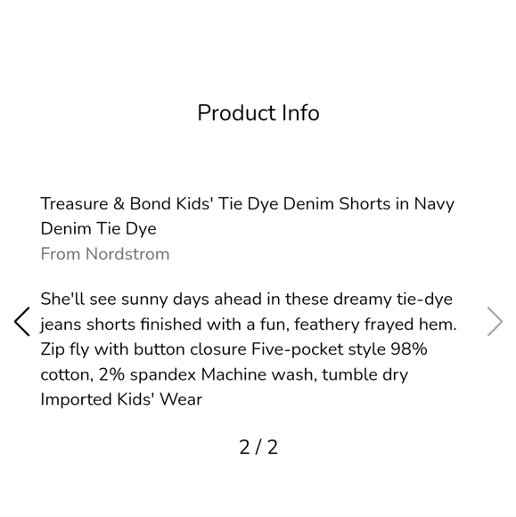 NWT TREASURE & BOND NORDSTROM NAVY DENIM TIE DYE HIGH WAIST SHORTS GIRLS SIZE 12 - Picture 13 of 13
